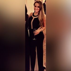 Xscape Black Gown with Nude Mesh Panels